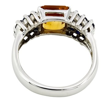 9ct white gold citrine/sapphire Ring size N